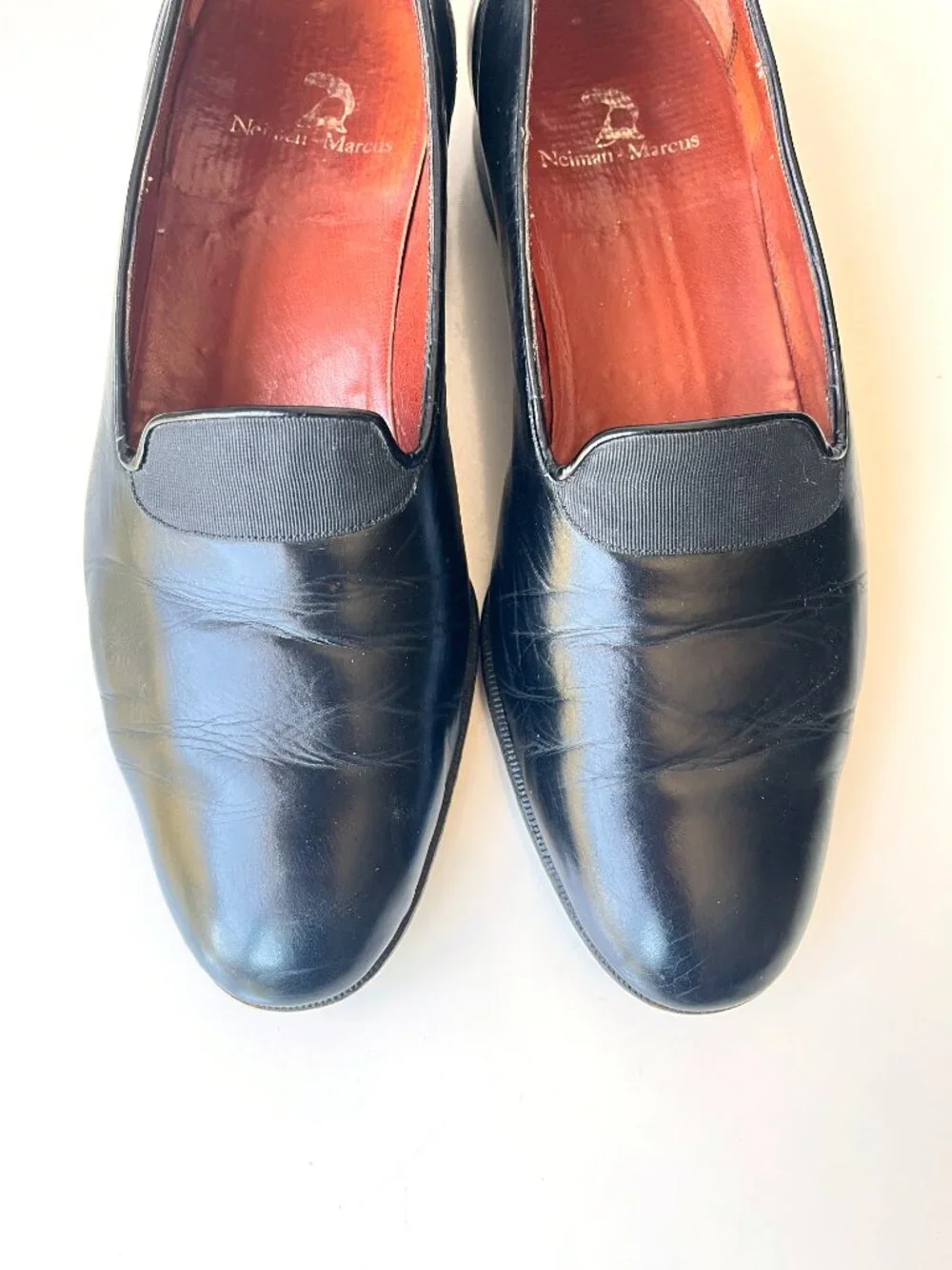 Vintage Men's Neiman Marcus Black Leather Slip On Loafers Dress Shoes Size 8.5